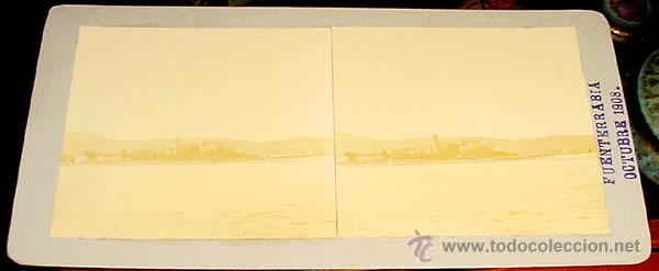 Fotografia antiga: ANTIGUA FOTO ESTEREOSCOPICA DE FUENTERRABIA 1908 -  18 X 8,5 CMS.