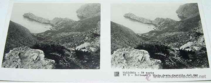 Antique Photography: ANTIGUA FOTO ESTEREOSCOPICA DE MALLORCA . POLLENSA, VISTA DESDE CASTILLO DEL REY, 3&ordf; SERIE NUM. 9- M