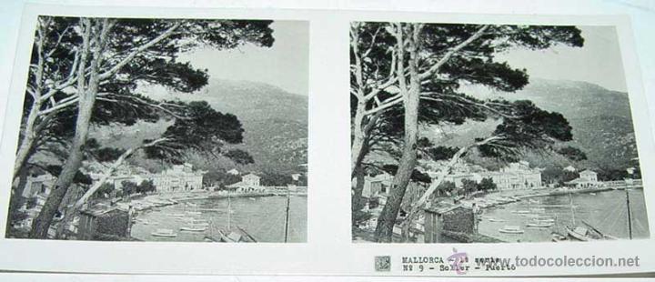 Fotografia antica: ANTIGUA FOTO ESTEREOSCOPICA DE MALLORCA . SOLLER, PUERTO, 1&ordf; SERIE NUM. 9 - MIDE 13 X 6 CMS. APROXIM