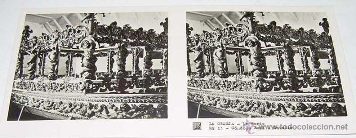 Fotografia antiga: ANTIGUA FOTOGRAFIA ESTEREOCOPICA DE LA  GRANJA - GONDOLA REAL - 1&ordf; SERIE - NUM. 13 - MIDE  13 X 6 CM
