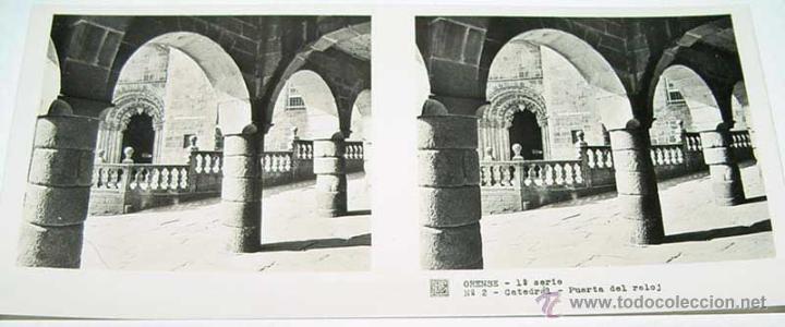 Fotografia antiga: ANTIGUA FOTOGRAFIA ESTEREOCOPICA DE ORENSE - CATEDRAL - 1&ordf; SERIE - NUM. 2 - MIDE  13 X 6 CMS APROX.