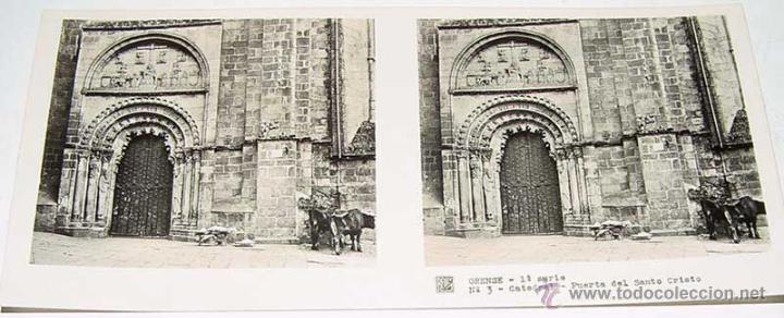 Fotografia antiga: ANTIGUA FOTOGRAFIA ESTEREOCOPICA DE ORENSE - CATEDRAL - PUERTA DE SANTO CRISTO - 1&ordf; SERIE - NUM. 3 -