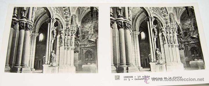 Fotografia antiga: ANTIGUA FOTOGRAFIA ESTEREOCOPICA DE ORENSE - CATEDRAL - PORTICO DE LA GLORIA - 1&ordf; SERIE - NUM. 5 - M
