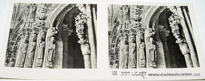 Fotografia antiga: ANTIGUA FOTOGRAFIA ESTEREOCOPICA DE ORENSE - CATEDRAL - PORTICO DE LA GLORIA - 1&ordf; SERIE - NUM. 6 - M