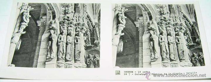 Fotografia antiga: ANTIGUA FOTOGRAFIA ESTEREOCOPICA DE ORENSE - CATEDRAL - PORTICO DE LA GLORIA - 1&ordf; SERIE - NUM. 7 - M