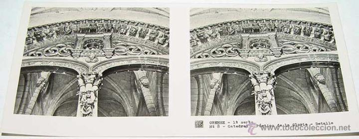 Fotografia antiga: ANTIGUA FOTOGRAFIA ESTEREOCOPICA DE ORENSE - CATEDRAL - PORTICO DE LA GLORIA - 1&ordf; SERIE - NUM. 8 - M