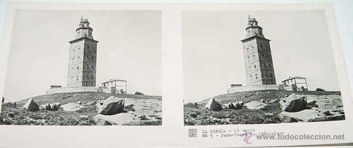 Fotografia antiga: ANTIGUA FOTOGRAFIA ESTEREOCOPICA DE LA CORU&Ntilde;A - FARO TORRE DE HERCULES - 1&ordf; SERIE - NUM. 5 - MIDE  1