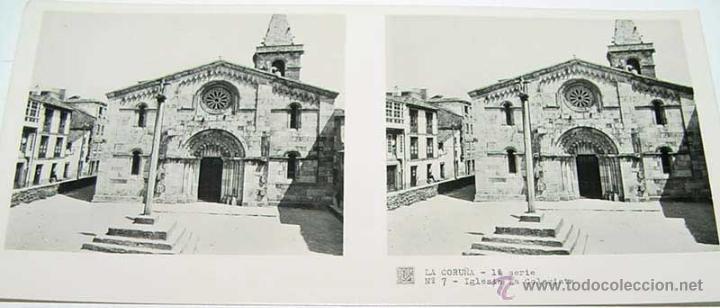 Fotografia antiga: ANTIGUA FOTOGRAFIA ESTEREOCOPICA DE LA CORU&Ntilde;A - IGLESIA LA COLEGIATA - 1&ordf; SERIE - NUM. 7 - MIDE  13
