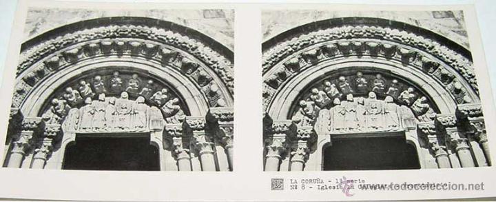 Fotografia antiga: ANTIGUA FOTOGRAFIA ESTEREOCOPICA DE LA CORU&Ntilde;A - IGLESIA LA COLEGIATA - 1&ordf; SERIE - NUM. 8 - MIDE  13