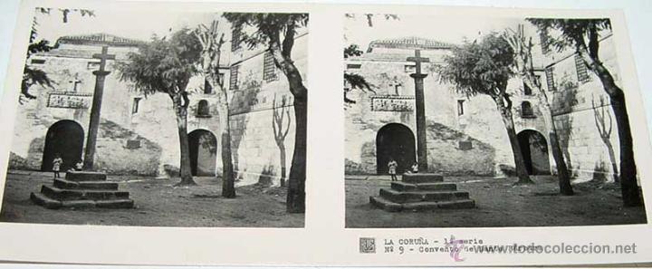 Fotografia antiga: ANTIGUA FOTOGRAFIA ESTEREOCOPICA DE LA CORU&Ntilde;A - CONVENTO DE SANTA BARBARA - 1&ordf; SERIE - NUM. 9 - MIDE