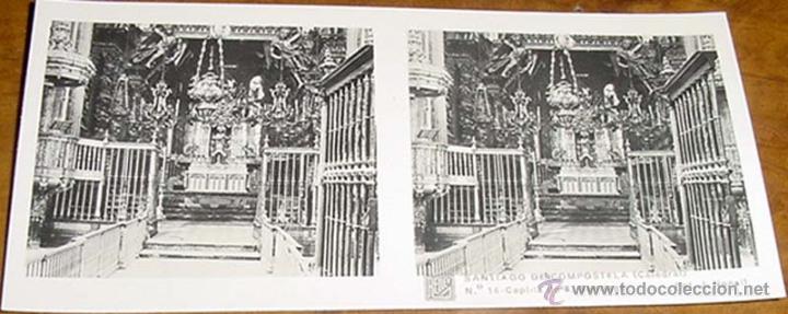 Antique Photography: ANTIGUA FOTO ESTEREOSCOPICA DE SANTIAGO DE COMPOSTELA.CATEDRAL, CAPILLA DE S. SANTIAGO, FOTO J. NONE