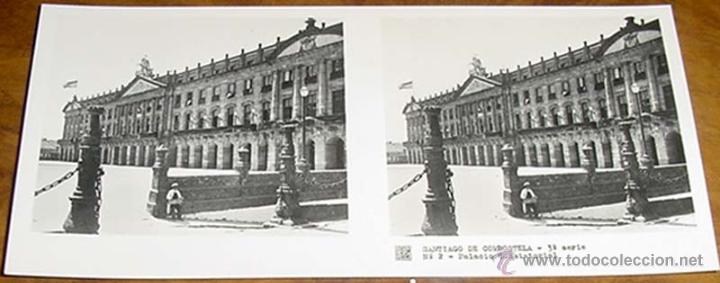 Fotograf&iacute;a antigua: ANTIGUA FOTO ESTEREOSCOPICA DE SANTIAGO DE COMPOSTELA.PALACIO CONSISTORIAL - 3&ordf; SERIE NUM. 2 - MIDE