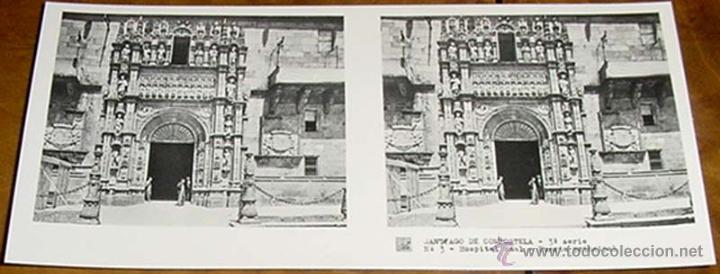 Fotograf&iacute;a antigua: ANTIGUA FOTO ESTEREOSCOPICA DE SANTIAGO DE COMPOSTELA. HOSPITAL REAL - 3&ordf; SERIE NUM. 3 - MIDE 13 X 6