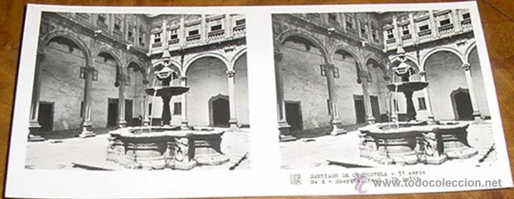 Fotograf&iacute;a antigua: ANTIGUA FOTO ESTEREOSCOPICA DE SANTIAGO DE COMPOSTELA. HOSPITAL REAL - 3&ordf; SERIE NUM. 4 - MIDE 13 X 6