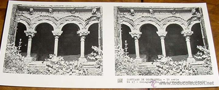 Fotograf&iacute;a antigua: ANTIGUA FOTOGRAFIA ESTEREOSCOPICA DE  SANTIAGO DE COMPOSTELA - COLEGIATA DEL SAR - 3&ordf; SERIE - NUM. 1