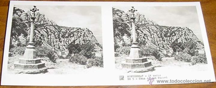 Photographie ancienne: ANTIGUA FOTO ESTEREOSCOPICA DE MONTSERRAT - 2&ordf; SERIE NUM. 5 - MIDE 12,7 X 6 CMS. LA FOTO TOMADA NO H