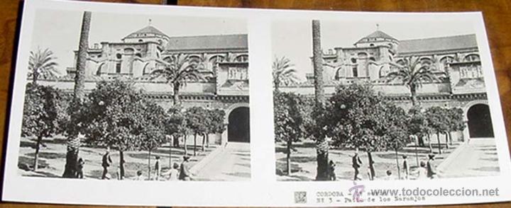 Photographie ancienne: ANTIGUA FOTOGRAFIA ESTEREOSCOPICA DE CORDOBA, PATIO DE LOS NARANJOS - 1&ordf; SERIE NUM. 3 - MIDE 13 X 6