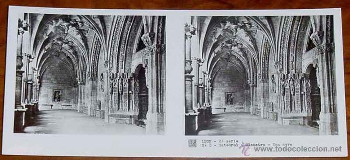 Fotografia antiga: ANTIGUA FOTO ESTEREOSCOPICA DE LEON - COLECCION N. 116 - 2&ordf; SERIE - ED. RELLEY - CATEDRAL - N. 8.