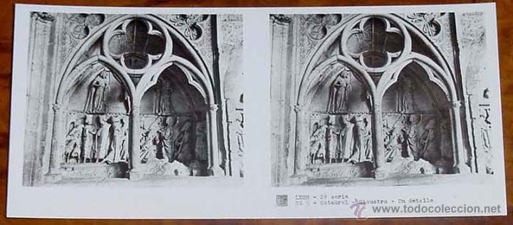 Fotografia antiga: ANTIGUA FOTO ESTEREOSCOPICA DE LEON - COLECCION N. 116 - 2&ordf; SERIE - ED. RELLEY - CATEDRAL - N. 9.