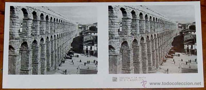 Fotografia antiga: ANTIGUA FOTOGRAFIA ESTEREOSCOPICA DE SEGOVIA - 1&ordf; SERIE - COLECCION NUM. 30 - ED. RELLEY - ACUEDUCTO