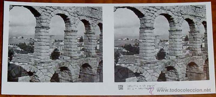 Fotografia antiga: ANTIGUA FOTOGRAFIA ESTEREOSCOPICA DE SEGOVIA - 1&ordf; SERIE - COLECCION NUM. 30 - ED. RELLEY - ACUEDUCTO