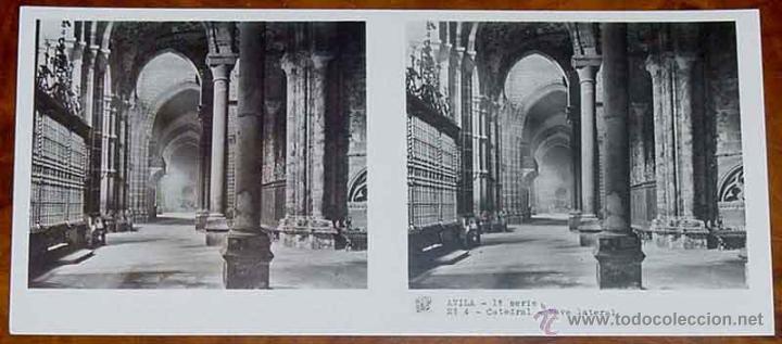 Fotografia antiga: ANTIGUA FOTOGRAFIA ESTEREOSCOPICA DE AVILA - 1&ordf; SERIE - COLECCION NUM. 12 - ED. RELLEY - CATEDRAL -