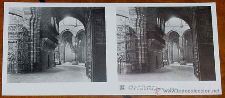 Fotografia antiga: ANTIGUA FOTOGRAFIA ESTEREOSCOPICA DE AVILA - 1&ordf; SERIE - COLECCION NUM. 12 - ED. RELLEY - CATEDRAL -