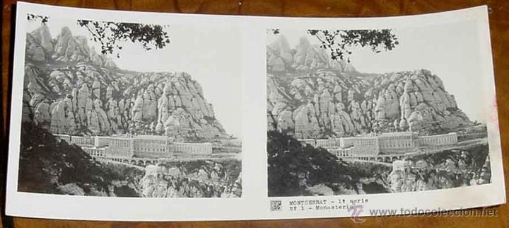 Fotografia antiga: ANTIGUA FOTO ESTEREOSCOPICA DE MONTSERRAT - 1&ordm; SERIE - COLECCION NUM. 1 - ED. RELLEV - NUM. 1.