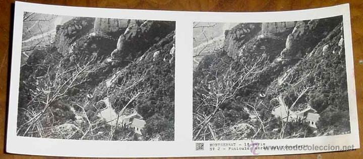 Fotografia antiga: ANTIGUA FOTO ESTEREOSCOPICA DE MONTSERRAT - 1&ordm; SERIE - COLECCION NUM. 1 - ED. RELLEV - NUM. 2.