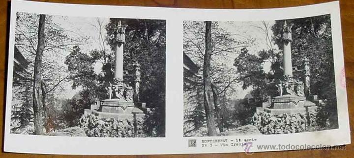 Fotografia antiga: ANTIGUA FOTO ESTEREOSCOPICA DE MONTSERRAT - 1&ordm; SERIE - COLECCION NUM. 1 - ED. RELLEV - NUM. 3.