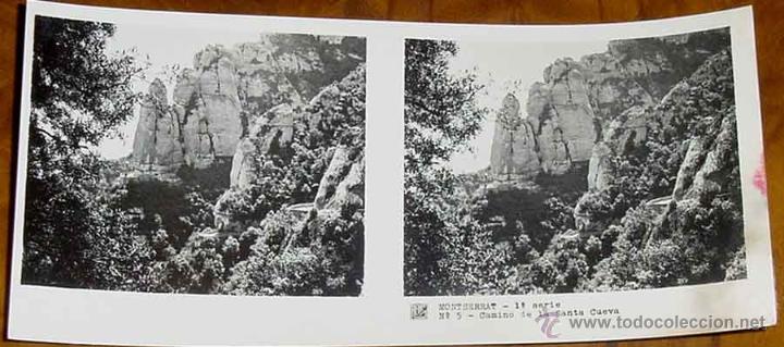 Fotografia antiga: ANTIGUA FOTO ESTEREOSCOPICA DE MONTSERRAT - 1&ordm; SERIE - COLECCION NUM. 1 - ED. RELLEV - NUM. 5.