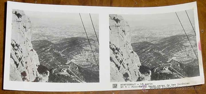Fotografia antiga: ANTIGUA FOTO ESTEREOSCOPICA DE MONTSERRAT - 1&ordm; SERIE - COLECCION NUM. 1 - ED. RELLEV - NUM. 8 - FUNI