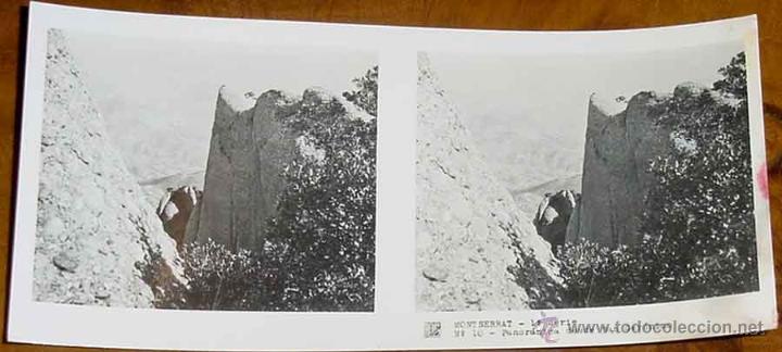 Fotografia antiga: ANTIGUA FOTO ESTEREOSCOPICA DE MONTSERRAT - 1&ordm; SERIE - COLECCION NUM. 1 - ED. RELLEV - NUM. 9.