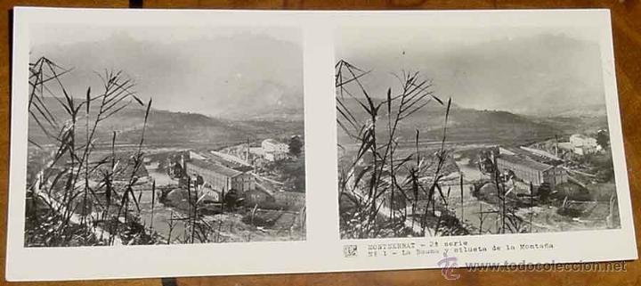 Fotografia antiga: ANTIGUA FOTO ESTEREOSCOPICA DE MONTSERRAT - 1&ordm; SERIE - COLECCION NUM. 1 - ED. RELLEV - NUM. 15.