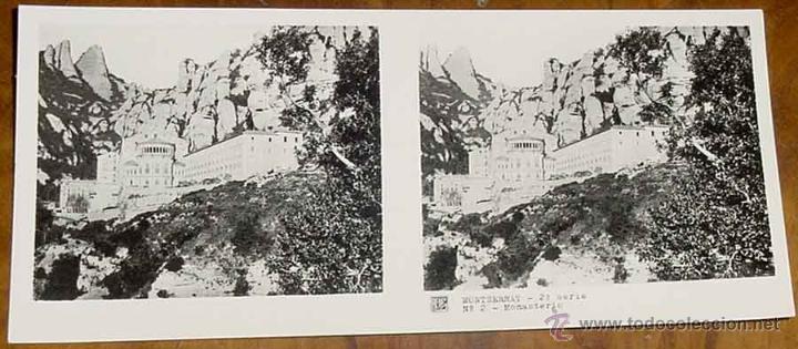 Fotografia antiga: ANTIGUA FOTO ESTEREOSCOPICA DE MONTSERRAT - 2&ordm; SERIE - COLECCION NUM. 10 - ED. RELLEV - NUM. 2.