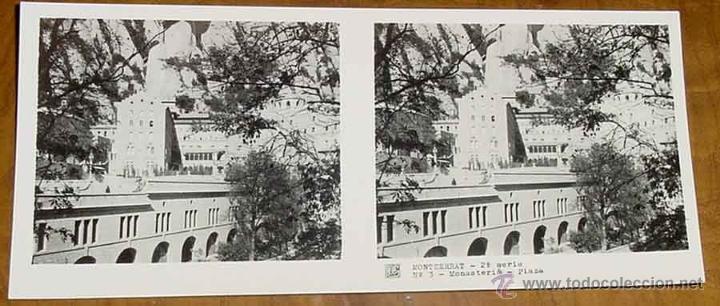 Fotografia antiga: ANTIGUA FOTO ESTEREOSCOPICA DE MONTSERRAT - 2&ordm; SERIE - COLECCION NUM. 10 - ED. RELLEV - NUM. 3.