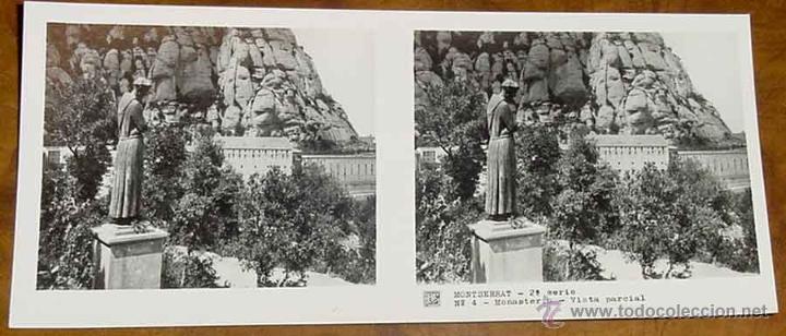Fotografia antiga: ANTIGUA FOTO ESTEREOSCOPICA DE MONTSERRAT - 2&ordm; SERIE - COLECCION NUM. 10 - ED. RELLEV - NUM. 4.