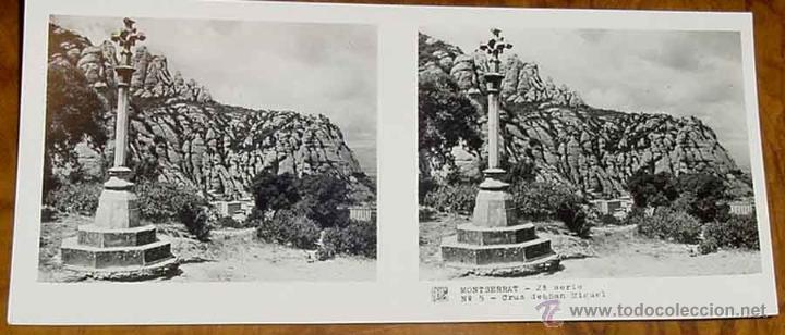 Fotografia antiga: ANTIGUA FOTO ESTEREOSCOPICA DE MONTSERRAT - 2&ordm; SERIE - COLECCION NUM. 10 - ED. RELLEV - NUM. 5.