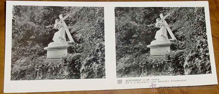 Fotografia antiga: ANTIGUA FOTO ESTEREOSCOPICA DE MONTSERRAT - 2&ordm; SERIE - COLECCION NUM. 10 - ED. RELLEV - NUM. 6.
