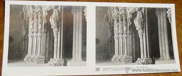 Fotografia antiga: ANTIGUA FOTO ESTEREOSCOPICA DE SANTIAGO DE COMPOSTELA - CATEDRAL - COLECCION NUM. 7 - ED. RELLEV - N