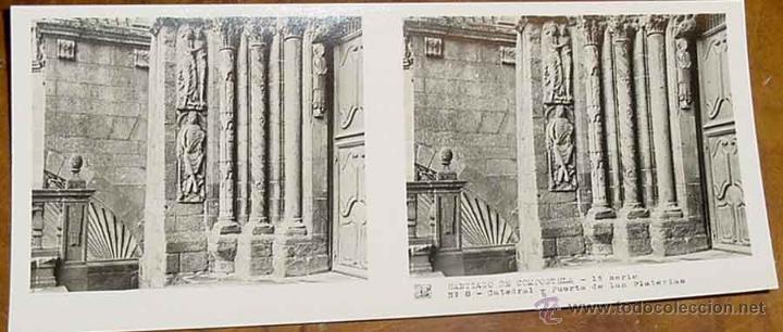 Fotografia antiga: ANTIGUA FOTO ESTEREOSCOPICA DE SANTIAGO DE COMPOSTELA - CATEDRAL - COLECCION NUM. 7 - ED. RELLEV - N