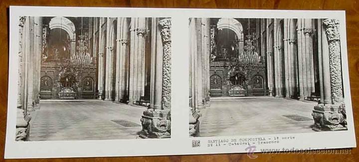 Fotografia antiga: ANTIGUA FOTO ESTEREOSCOPICA DE SANTIAGO DE COMPOSTELA - CATEDRAL - COLECCION NUM. 7 - ED. RELLEV - N