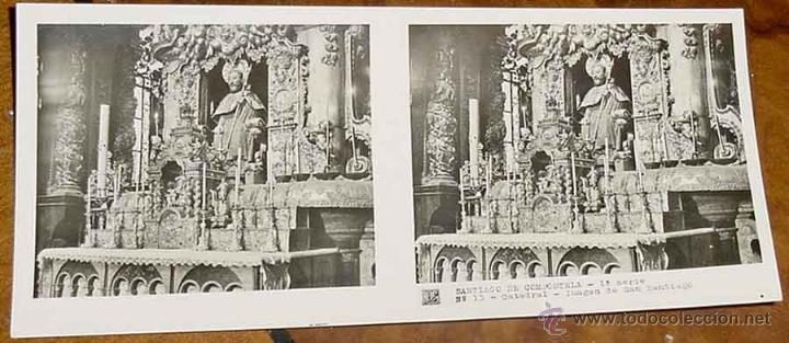 Fotografia antiga: ANTIGUA FOTO ESTEREOSCOPICA DE SANTIAGO DE COMPOSTELA - CATEDRAL - COLECCION NUM. 7 - ED. RELLEV - N
