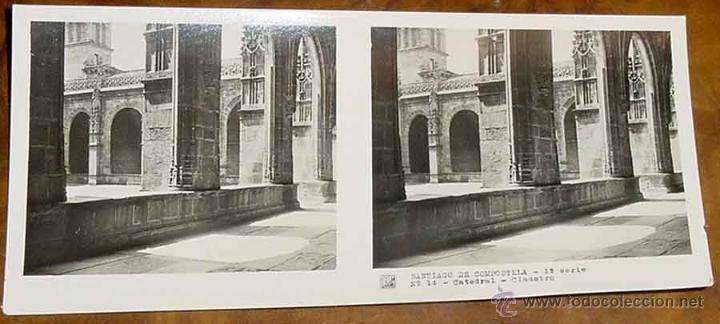 Fotografia antiga: ANTIGUA FOTO ESTEREOSCOPICA DE SANTIAGO DE COMPOSTELA - CATEDRAL - COLECCION NUM. 7 - ED. RELLEV - N