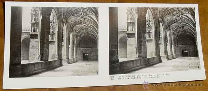 Fotografia antiga: ANTIGUA FOTO ESTEREOSCOPICA DE SANTIAGO DE COMPOSTELA - CATEDRAL - COLECCION NUM. 7 - ED. RELLEV - N