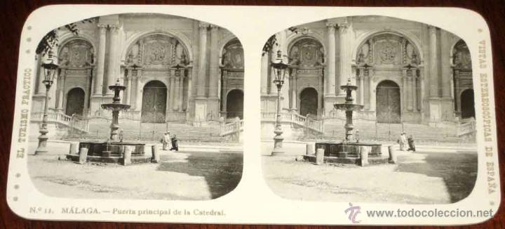 Fotograf&iacute;a antigua: ANTIGUA ESTEREOSCOPIA DE MALAGA - N. 11 - PUERTA PRINCIPAL DE LA CATEDRAL - VISTAS ESTEREOSCOPICAS D