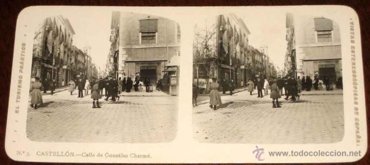 Fotografia antiga: ANTIGUA ESTEREOSCOPIA DE CASTELLON - CALLE DE GONZALES CHERMA - N. 3 - EL TURISMO PRACTICO - VISTAS
