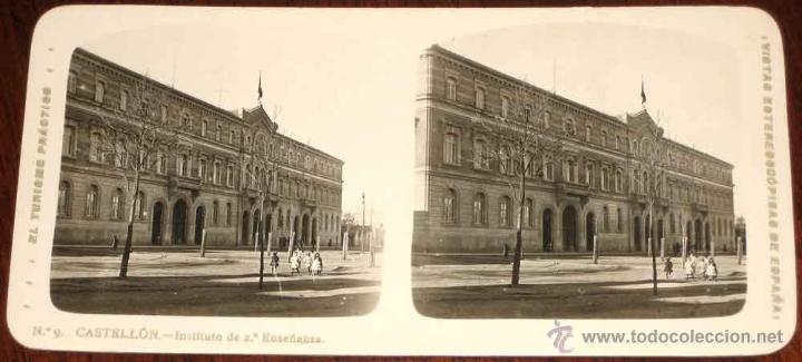 Fotograf&iacute;a antigua: ANTIGUA ESTEREOSCOPIA DE CASTELLON - INSTITUTO DE 2&ordf; ENSE&Ntilde;ANZA - N. 9 - EL TURISMO PRACTICO - VISTAS