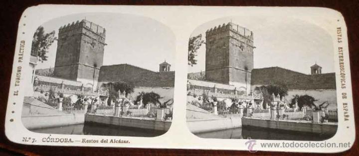 Fotografia antica: ANTIGUA ESTEREOSCOPIA DE CORDOBA - RESTOS DEL ALCAZAR - N. 7 - EL TURISMO PRACTICO - VISTAS ESTEREOS