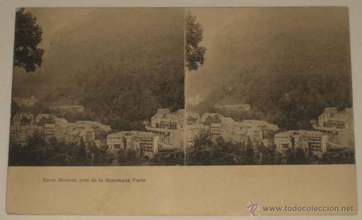 Fotografia antica: ANTIGUA POSTAL ESTEREOSCOPICA DE EAUX BONNES - ESTEREOSCOPIA - NO CIRCULADA - SIN DIVIDIR.